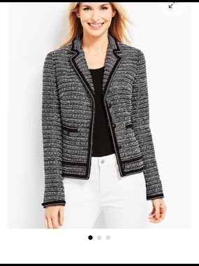 Talbots Tweed Textured Black & White Blazer Jacket Size 6 Petite Corpcore